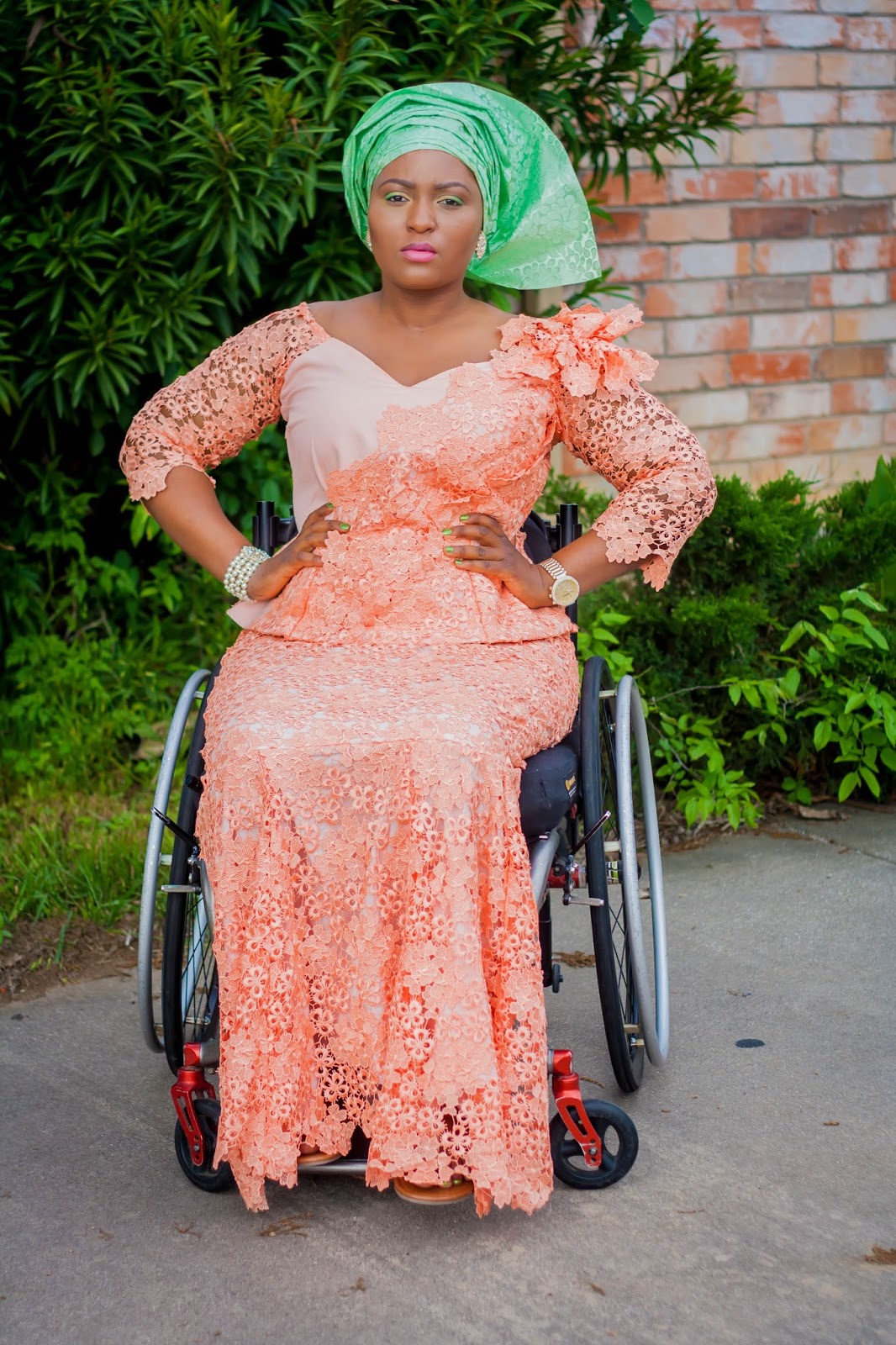 mint green and peach aso ebi